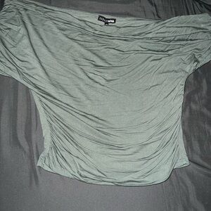 Fashion Nova Olive Off-Shoulder Draped Tunic Top